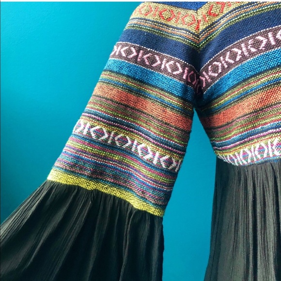 Anthro Pleione Aztec Print Short Sleeve Tie Top - Picture 4 of 7